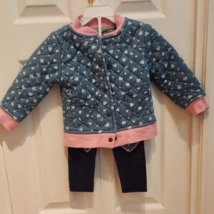 4/25$ 🩷 Hatley Blue and Pink Heart Puffer Jacket